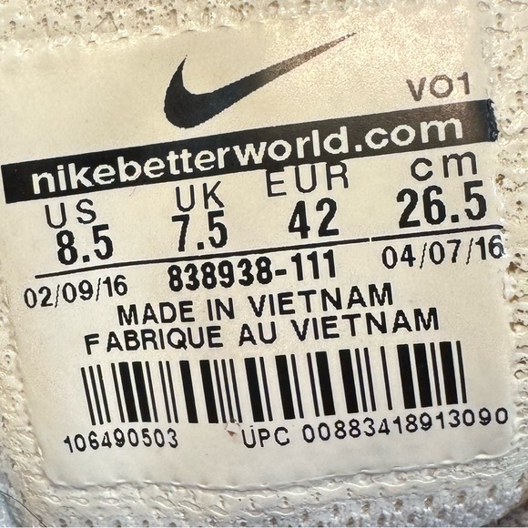 Nike Court Borough Men White High Top Trendy Stylish Sneakers Size 8.5 Women 10 - Picture 3 of 8